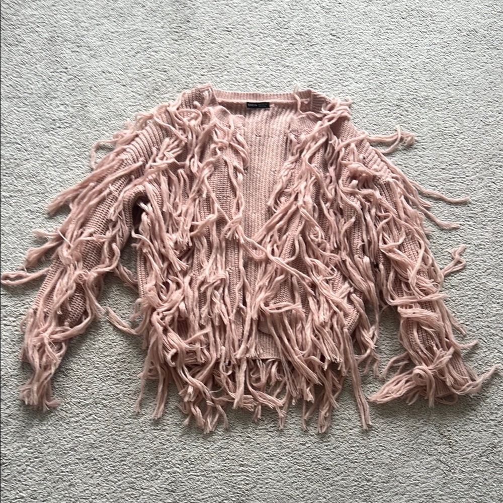 Pink Fringe Sweater in a size Medium!